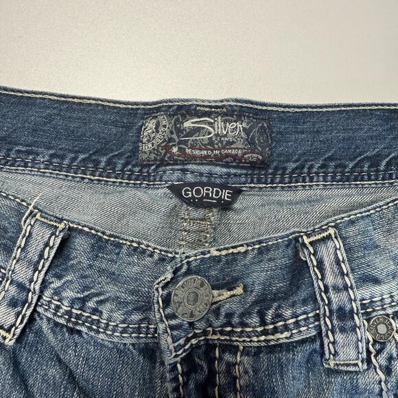 Silver Jeans Co Gordie Mens 38x32 (38x31) Blue Denim Thick Stitch - Picture 9 of 16